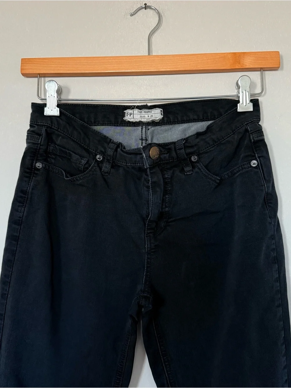 Free People High Rise Black Skinny Jeans Women 26
